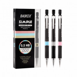 Baoke Олівець механічний  НВ 0,5 мм, з грипом, з ластиком, чорний (PENCIL-BAO-ZD111)