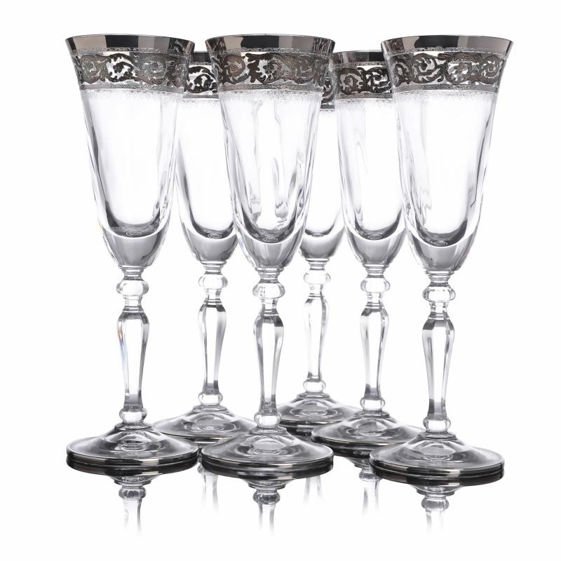 LORA Набір келихів для шампанського  Brass Версаль 135 мл 6 шт (H60-018) - зображення 1