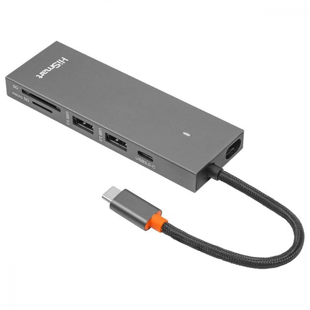HiSmart USB-C to 1xHDMI, 2xUSB3.0, SD/TF (CA913459) - зображення 1