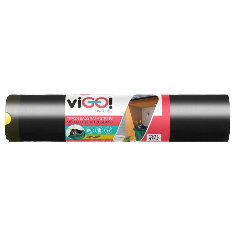 viGO! Пакети для сміття viGO! Eco Garbage з зав'язками чорні 120 л, 10 шт (5902841471276) - зображення 1