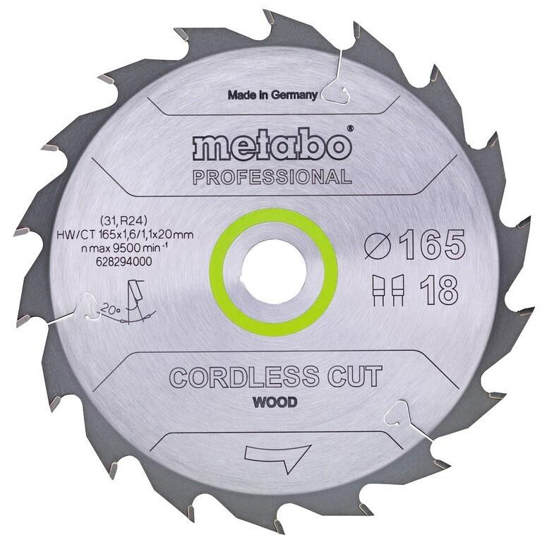 Metabo Cordless Cut Wood - Professional 165x20x18T - зображення 1