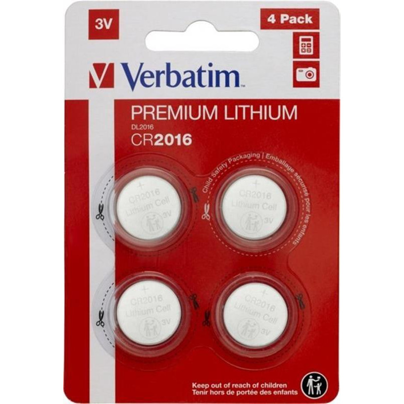 Verbatim CR-2016 bat(3B) Lithium Premium 4шт (49531) - зображення 1