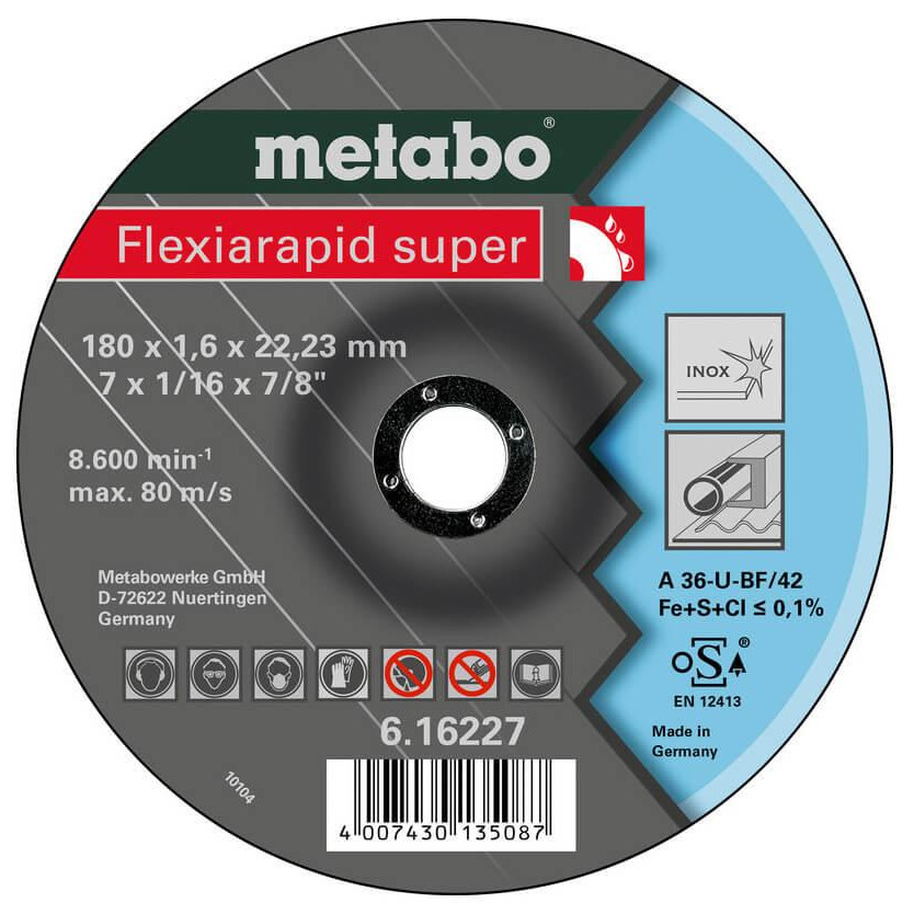 Metabo Flexiarapid super 180x1,6, нержавеющая сталь (616227000) - зображення 1