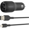 Belkin Boost Charger Dual USB-A Car Charger 24W + USB-A to Lightning Black (CCD001BT1MBK) - зображення 1