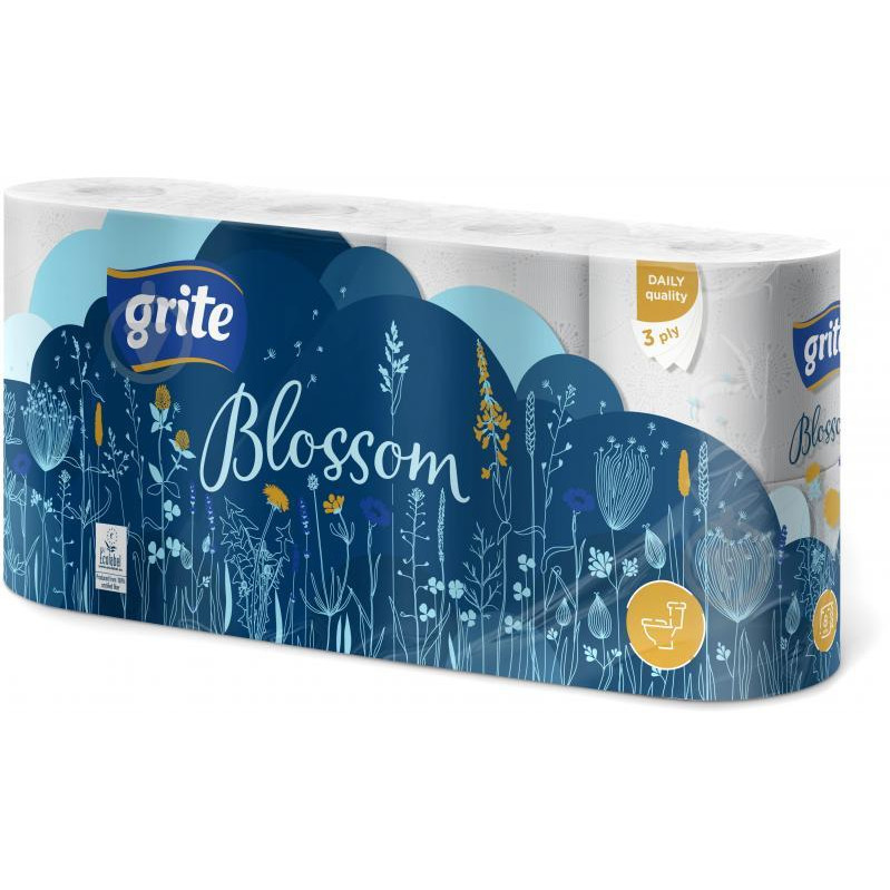 Grite Туалетний папір  Blossom 150 відривів 3 шари 8 рулонів (4770023348675) - зображення 1