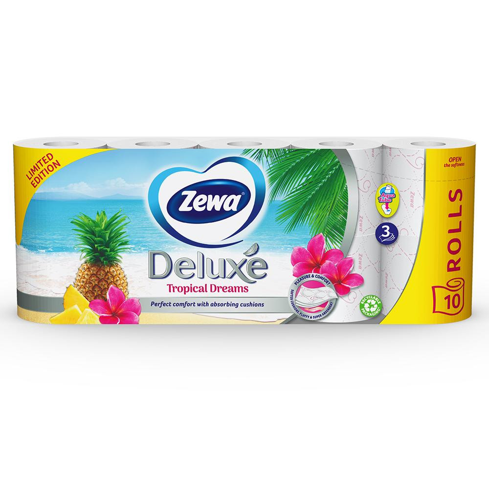 Zewa Туалетная бумага Deluxe 3-слойная Цветы Белый 10 шт (7322540838305) - зображення 1