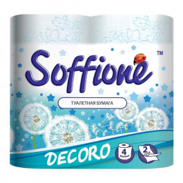 Soffione Туалетная бумага Dekoro 2 слоя 4 рулона Бело-голубая (4820003833001)