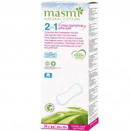Masmi Прокладки ежедневные  органические ультратонкие макси plus 2в1, 24 шт. (8432984000615)