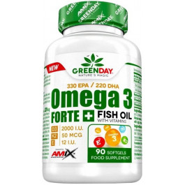 Amix Green Day Omega 3 Forte 330/220 мг + D3, K2, Vit. E 90 софт гель (8594159533202)