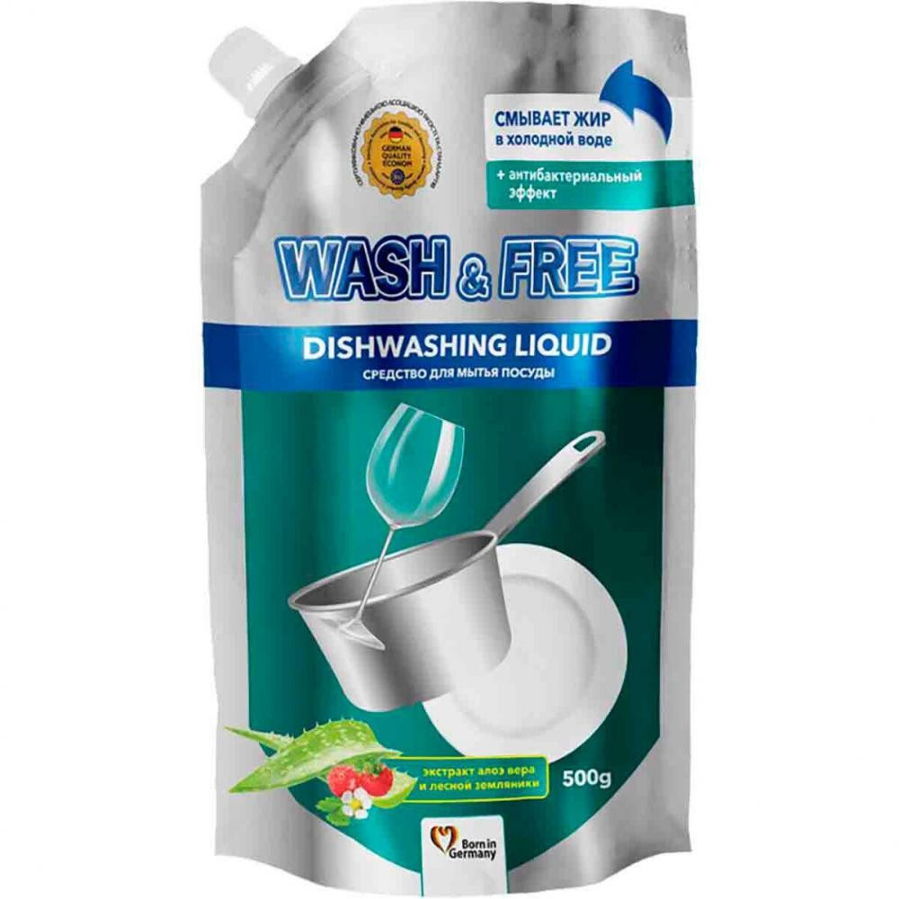 Wash&Free Засіб для ручного миття посуду  Екстракт алое вера і лісової суниці (Doypack) 0,5л (4260637724670) - зображення 1
