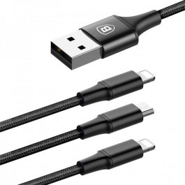 Baseus USB Cable to 2xLightning/microUSB Rapid 1.2m Black (CAMLL-SU01)