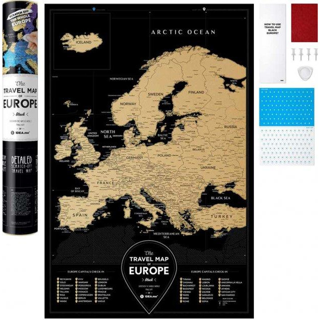 1dea.me Скретч карта Европы Travel Map Black Europe (4820191130708) - зображення 1