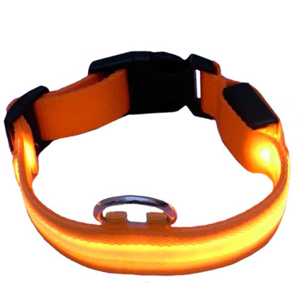 Auta Світлодіодний нейлоновий нашийник для собак з USB зарядкою (помаранчевий, M) (35470112) - зображення 1