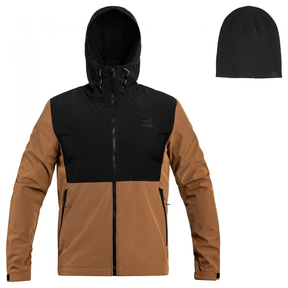 4F Куртка  Softshell TSOFM155 - Коричнева + шапка - набір XL - зображення 1