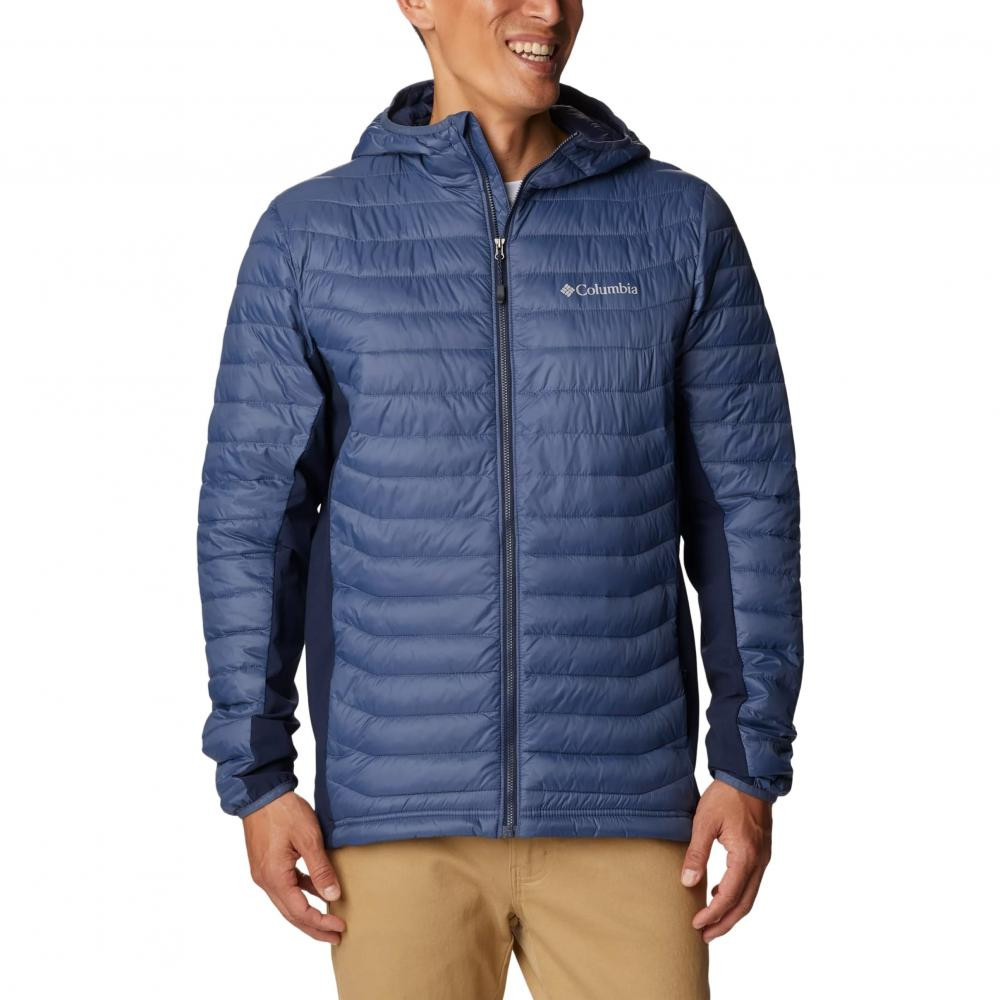 Columbia Куртка  Powder Pass Hooded Hybrid Down Jacket - Dark Mountain/Collegiate Navy L - зображення 1