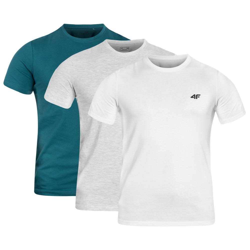 4F Футболка T-shirt  M1154 Білий/Сірий/Морський - 3 шт. S - зображення 1