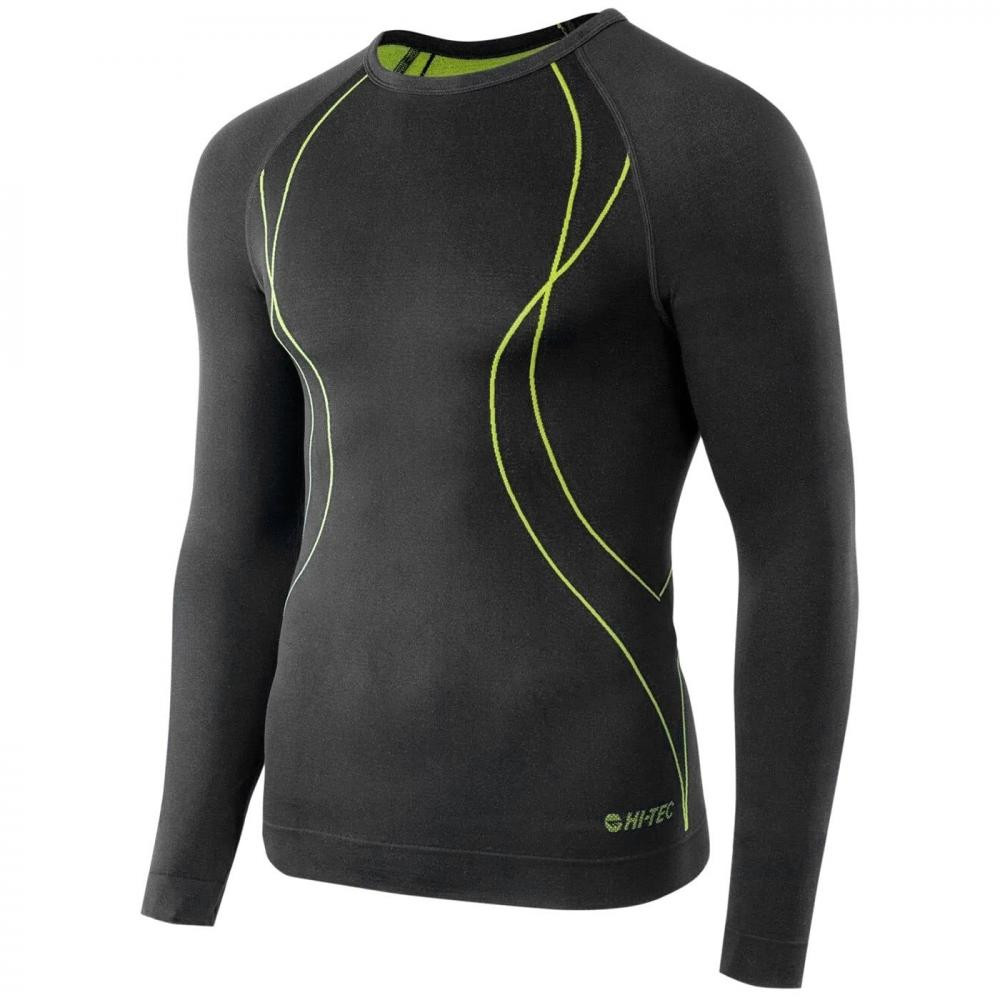 HI-TEC Термоактивна футболка  Ikar Top Long Sleeve - Black/Lime Punch XXL - зображення 1