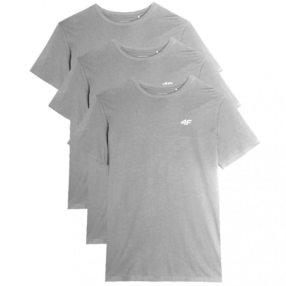 4F Футболка T-shirt  TTSHM0876 Холодний Світлий Сірий Меланж - 3 шт. M - зображення 1