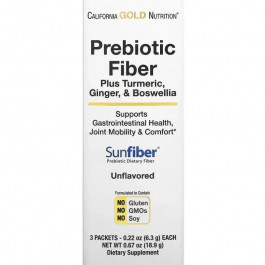 California Gold Nutrition Prebiotic Fiber Plus Turmeric Ginger & Boswellia 3 пакетики по 6,3 г
