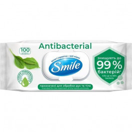 Smile Вологі серветки  Antibacterial із соком подорожника, 100 шт.