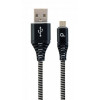 Cablexpert Premium Cotton Braided Micro-USB Black/White 2m (CC-USB2B-AMMBM-2M-BW) - зображення 1