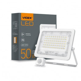 VIDEX LED прожектор 50W 5000K  с датчиком движения и освещения VL-F2e505W-S