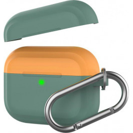 AHASTYLE Двухцветный силиконовый чехол  для Apple AirPods Pro Темно-зеленый с оранжевым (AHA-0P400-DDO)