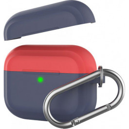 AHASTYLE Двухцветный силиконовый чехол  для Apple AirPods Pro Темно-синий с красным (AHA-0P400-NNR)
