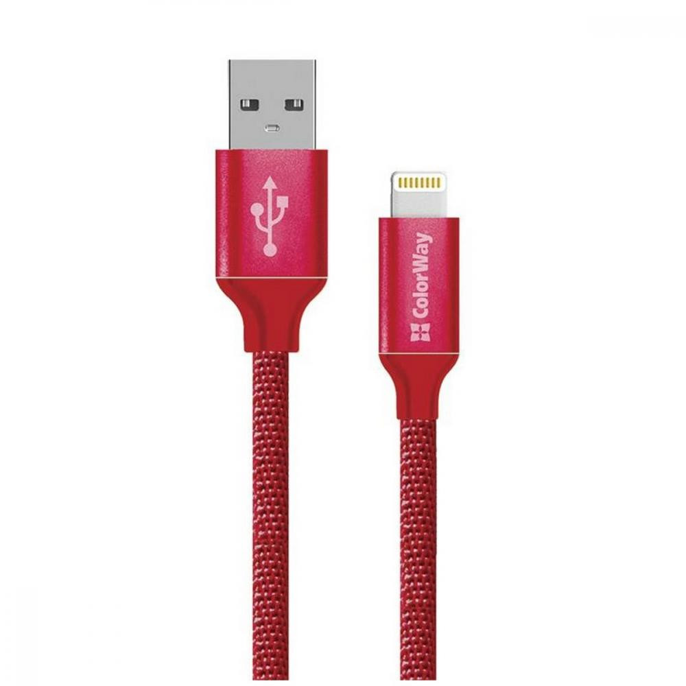 ColorWay USB/Apple Lightning Red 2m (CW-CBUL007-RD) - зображення 1