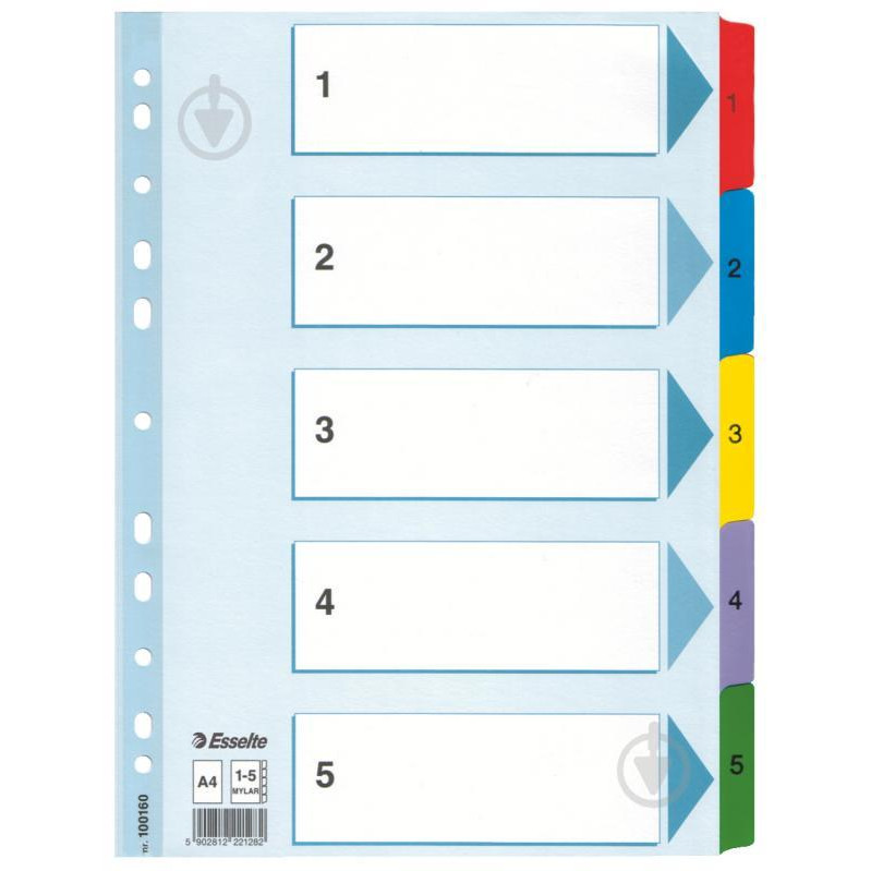 Esselte Індекс-роздільник  Mylar, А4, 5 розділів, картон, напівпрозорий (100160) - зображення 1