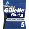 Gillette Одноразові станки для гоління (Бритви) чоловічі  Blue 3 Comfort Slalom, 5 шт. - зображення 1