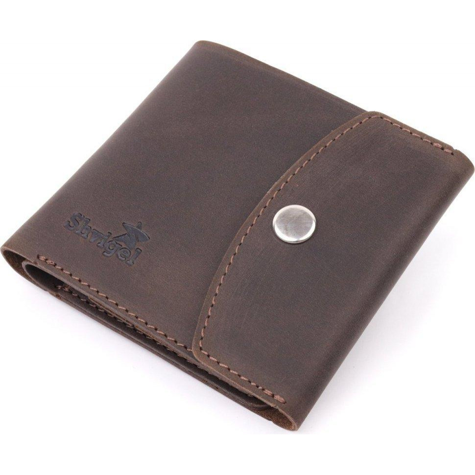 Vintage Чоловічий шкіряний вінтажний портмоне коричневого кольору з кишенею для монет Shvigel (2416613) - зображення 1