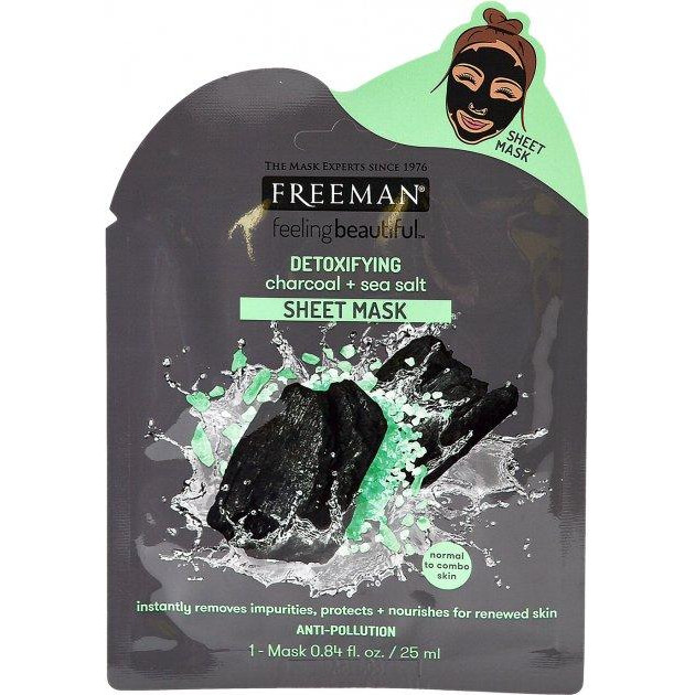 Freeman Beauty Тканевая маска для лица  Feeling Beautiful детокс Уголь и Морская соль, 25мл (072151484275) - зображення 1