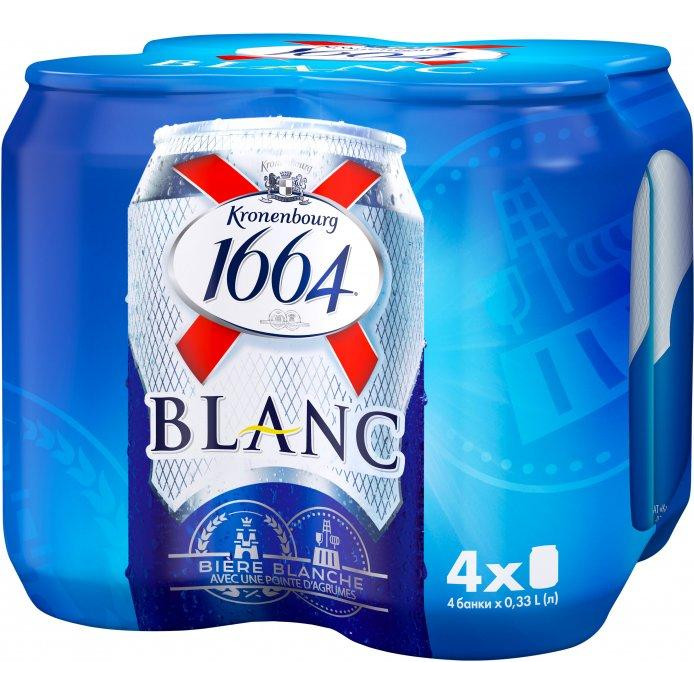 Kronenbourg Пиво  1664 Blanc світле 4.8%, 4 шт.х0.33 л (4820000457262) - зображення 1