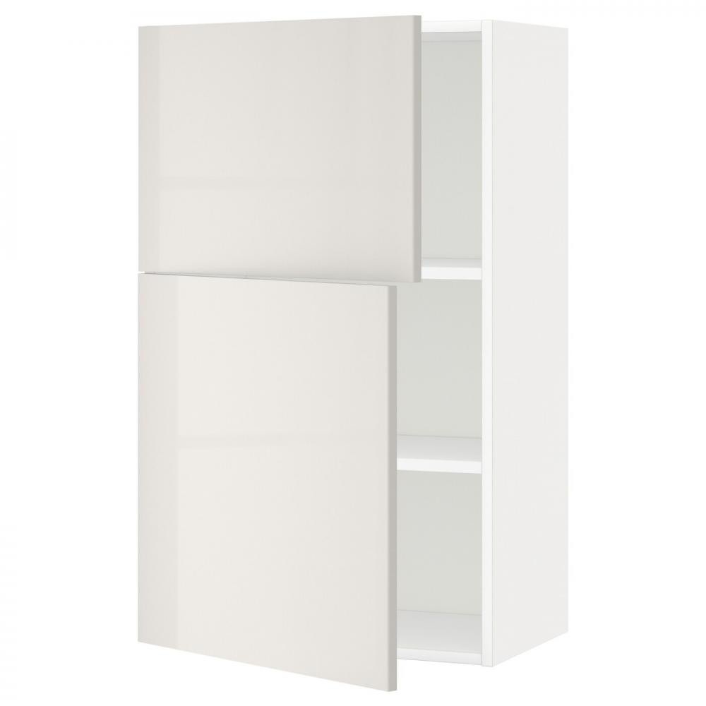 IKEA METOD 094.673.67 навісна шафа з полицями/2 двер, білий/Ringhult світло-сірий - зображення 1