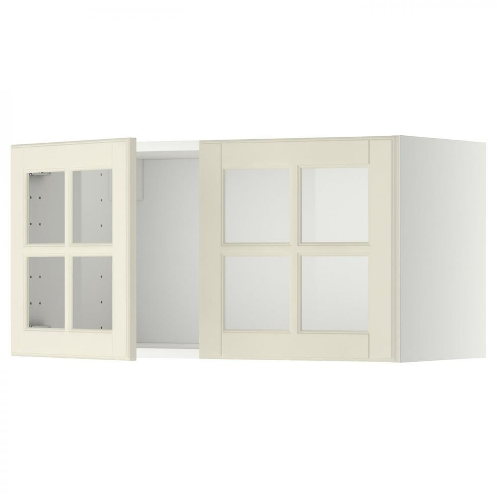 IKEA METOD 093.950.35 навісна шафа/2 скляні двері, білий/Bodbyn крем - зображення 1
