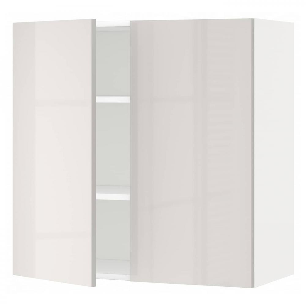 IKEA METOD 694.584.59 навісна шафа з полицями/2 двер, білий/Ringhult світло-сірий - зображення 1