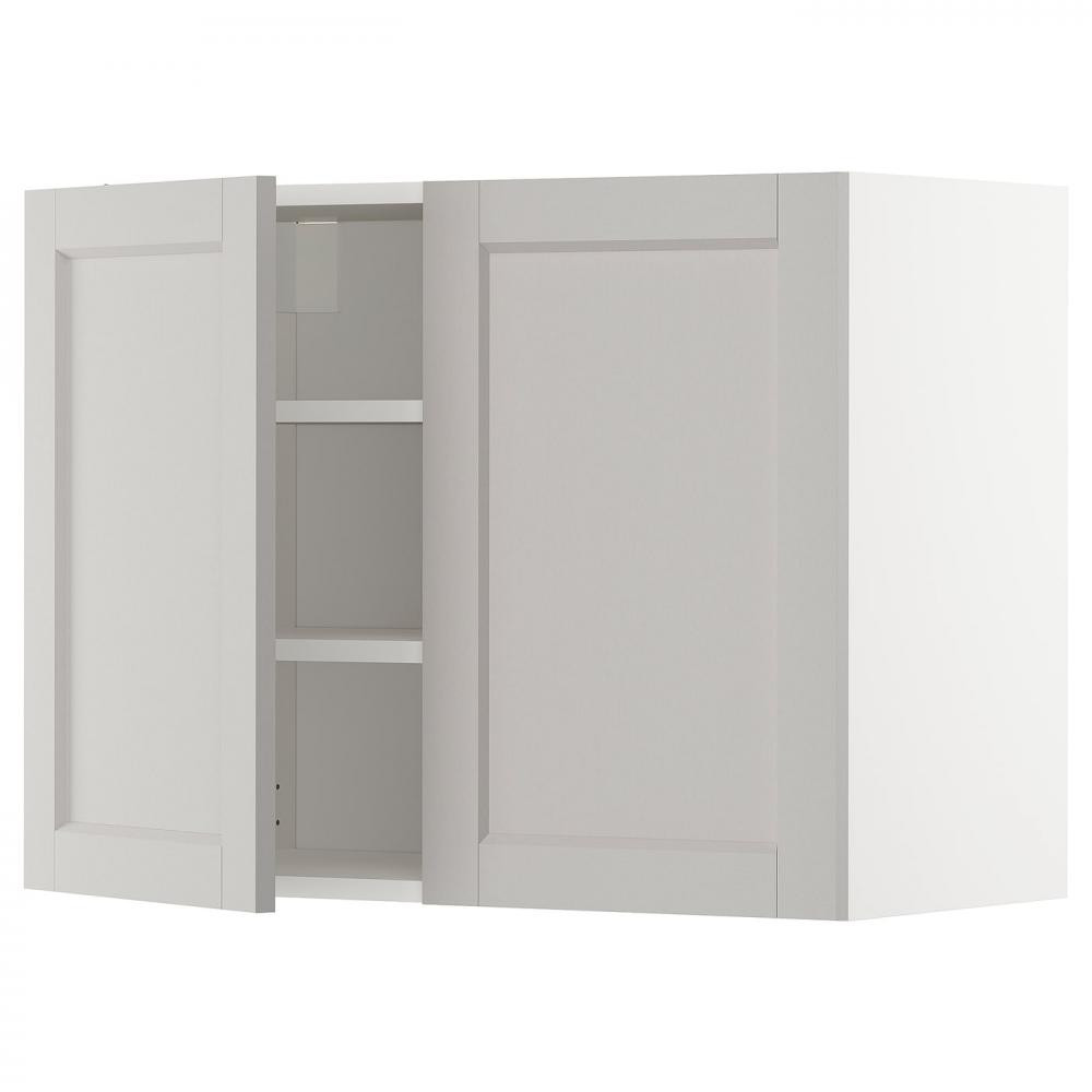 IKEA METOD 694.687.88 навісна шафа з полицями/2 двер, білий/Lerhyttan світло-сірий - зображення 1