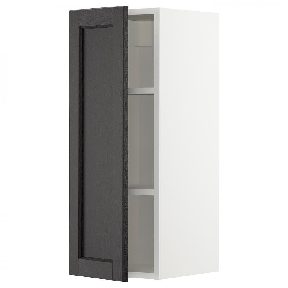 IKEA METOD 594.687.55 навісна шафа з полицями, білий/забарвлений лерхітановим чорним - зображення 1