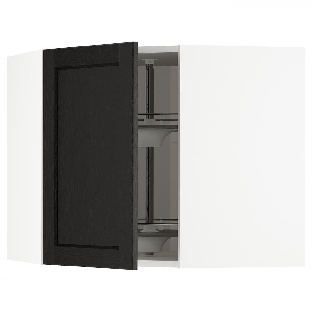IKEA METOD292.575.80 кутова навісна шафа з каруселлю, білий/забарвлений лерхітановим чорним - зображення 1