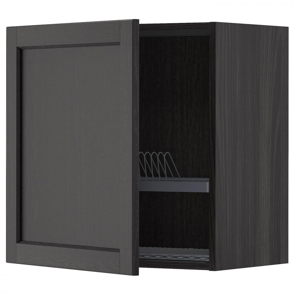 IKEA METOD194.545.38 навісна шафа з сушаркою для посуду, чорний/Lerhyttan чорний тонований - зображення 1