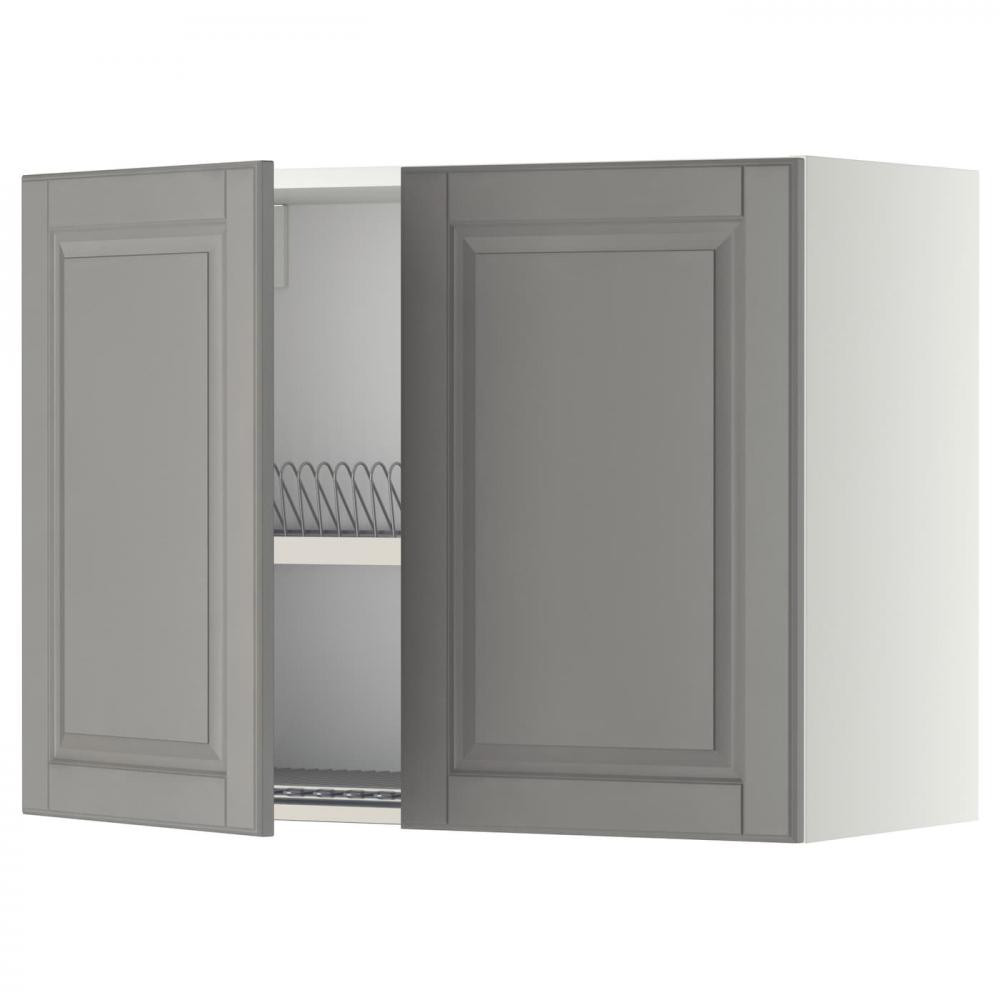 IKEA METOD194.569.38 навісна шафа з сушаркою/2 двер, білий/Bodbyn сірий - зображення 1