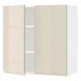 IKEA METOD194.547.98 навісна шафа з полицями/2 двер, білий/Voxtorp глянцевий світло-бежевий