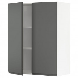 IKEA METOD194.559.34 навісна шафа з полицями/2 двер, білий/Voxtorp темно-сірий