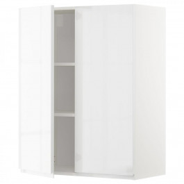 IKEA METOD194.573.96 навісна шафа з полицями/2 двер, білий/Voxtorp глянцевий/білий