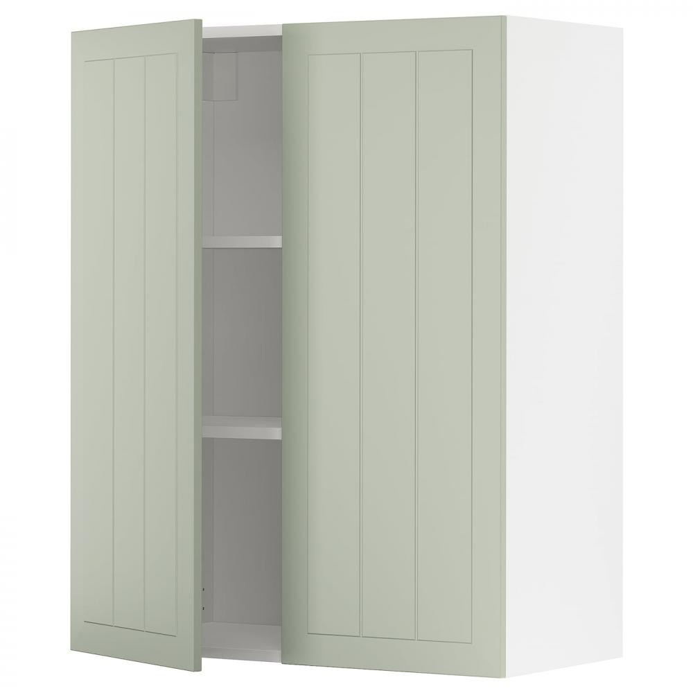 IKEA METOD394.875.47 навісна шафа з полицями/2 дверцята, білий/Stensund світло-зелений - зображення 1