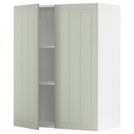 IKEA METOD394.875.47 навісна шафа з полицями/2 дверцята, білий/Stensund світло-зелений