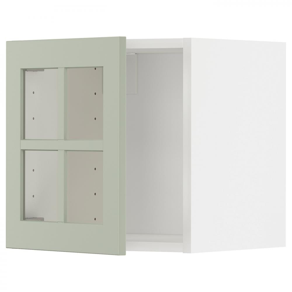 IKEA METOD394.864.11 навісна шафа/скляні двері, білий/Stensund світло-зелений - зображення 1