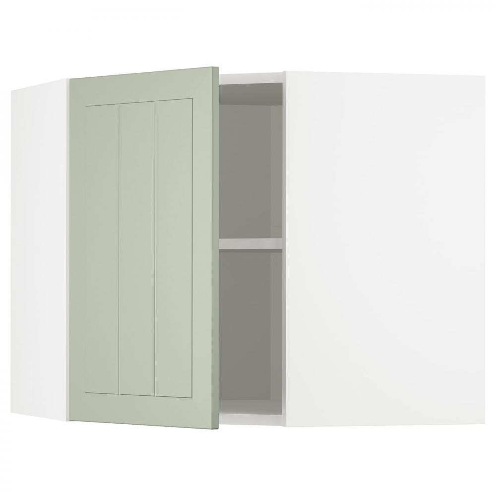 IKEA METOD494.871.46 кутова навісна шафа з полицями, білий/Stensund світло-зелений - зображення 1