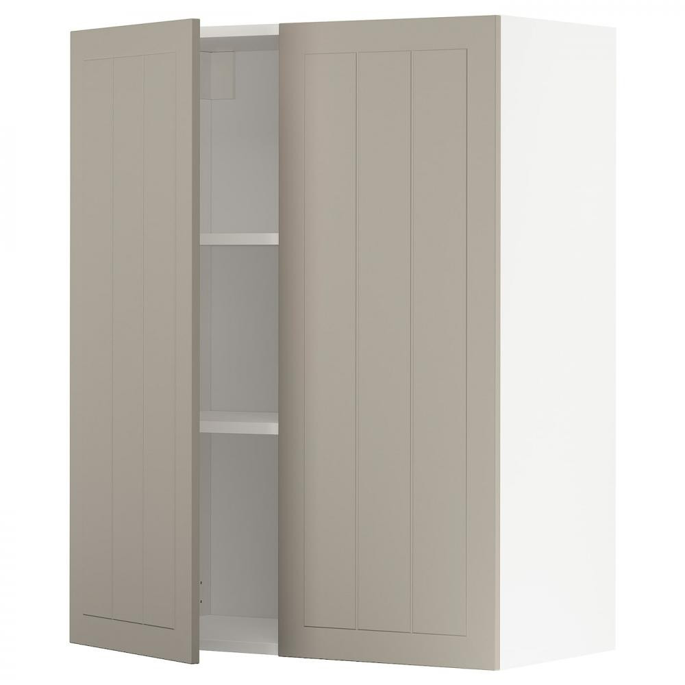 IKEA METOD394.683.46 навісна шафа з полицями/2 двер, білий/Stensund beige - зображення 1